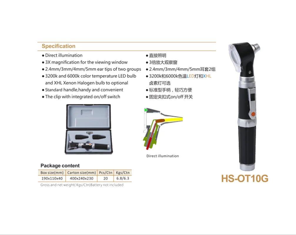 Professional Otoscopio Diagnostic Kit with 8 Tips Medical Home Doctor ENT Ear Care Endoscope LED Portable Otoscope Ear Clea