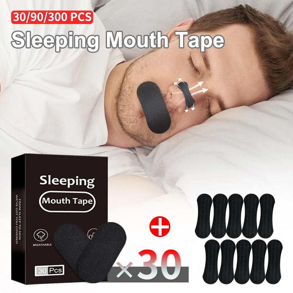 30/300Pcs Sleeping Mouth Tape Right Way Stop Snoring Anti Snore Mouth Nose Strip Allergenic Breathing Strip Reduce Mouth Dryness